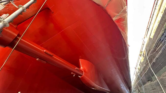Ship's hull coated with XGIT-FUEL