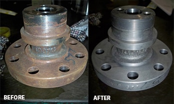 Before (left) and after (right) rust removal