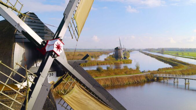 The iconic 18th century windmills at Kinderdijk