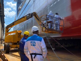 Trito Navigator being painted with PPG SigmaGlide 2390