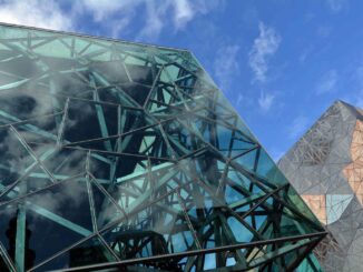 The Federation Square atrium in Melbourne, Australia shoes galvanizing at its best