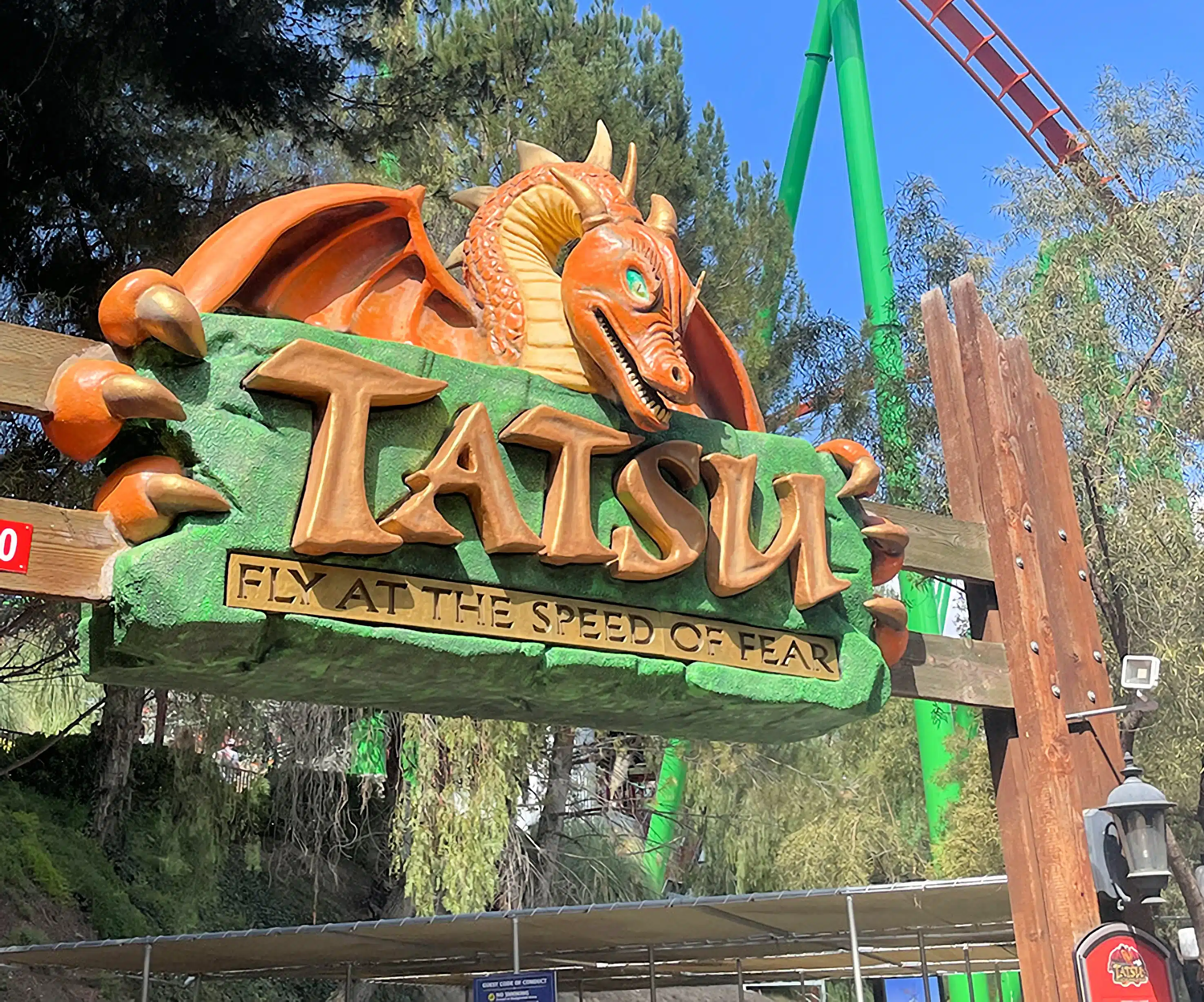 The repainted Tatsu roller coaster
